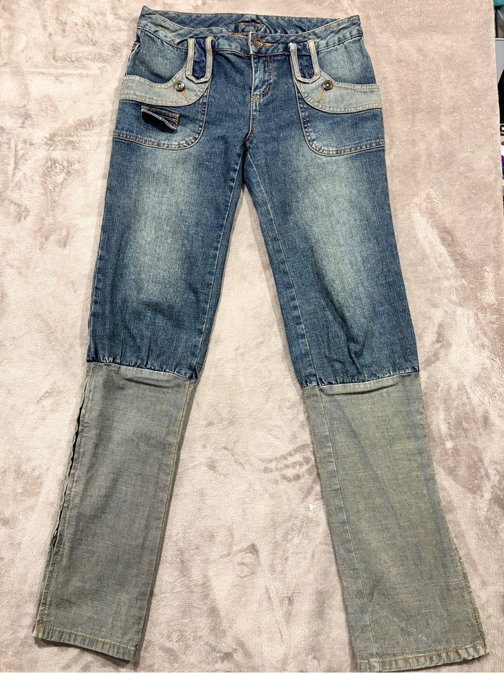 Vintage patchwork/hybrid style jeans Vero Moda Two-Tone Blue Patchwork Jeans
